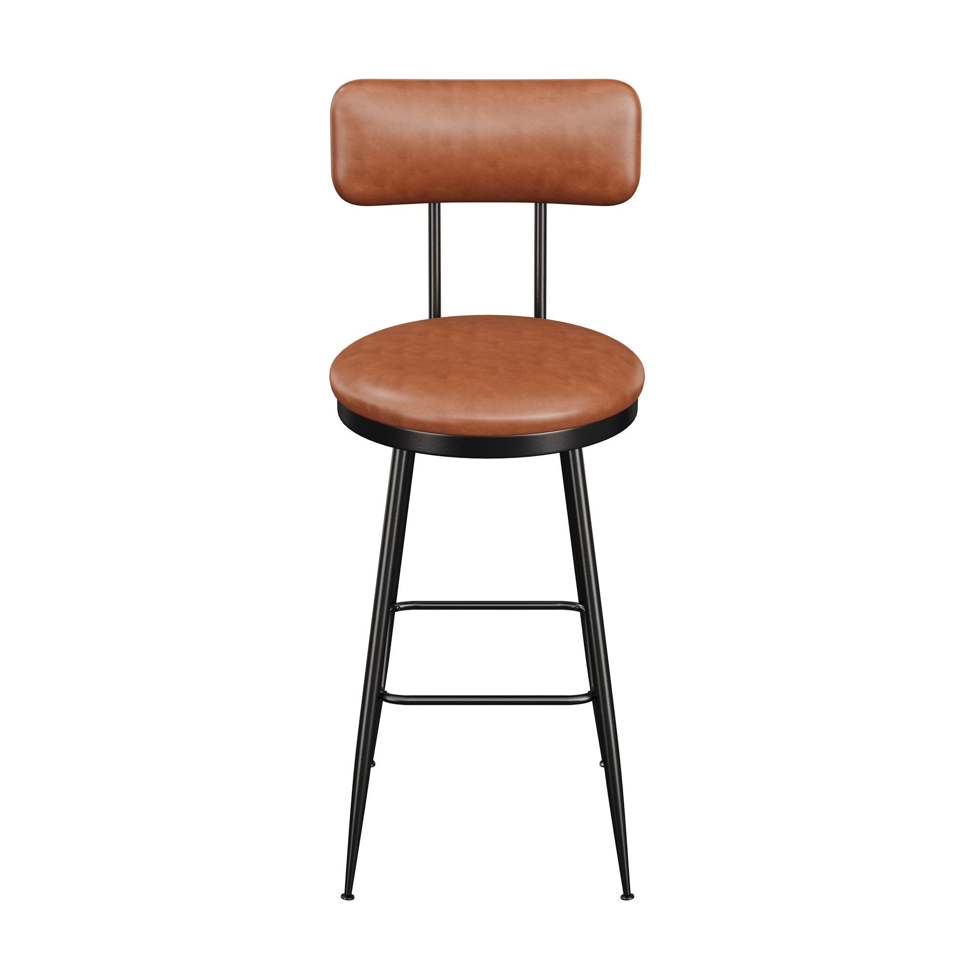 Set di sedie da bar Lazyspace da 2 pezzi con cuscino e schienale in PU, sgabello da bar con gambe in metallo per bar da ufficio domestico