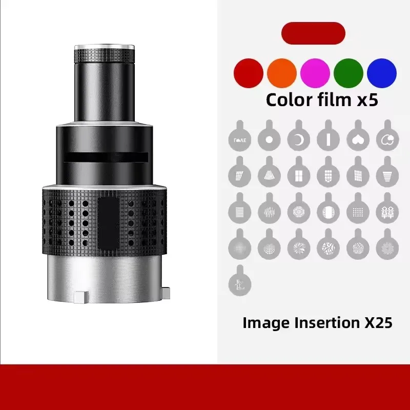 Bowens montagem projetor acessório holofote óptico snoot fotografia kit para cob monolight retratos 5 filtros de cor 25 gobos