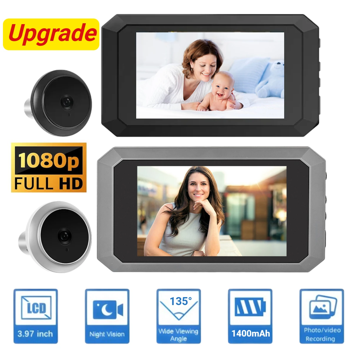 3,97 Zoll Türklingel Guckloch Viewer LCD Digitale Türkamera HD 1080P IR Nachtsicht Cat Eye Türklingel Smart Home Sicherheit Kamera