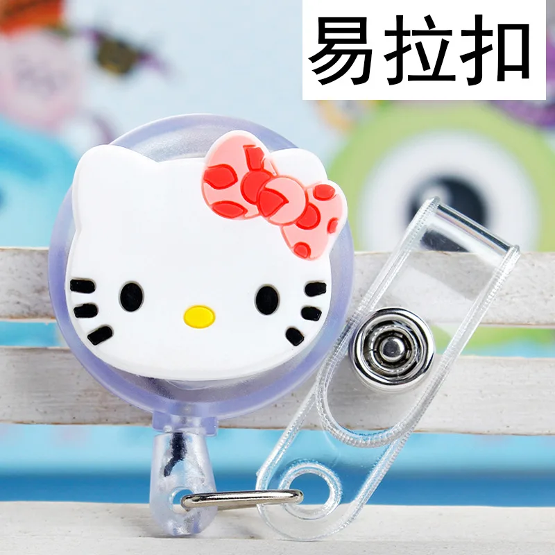 Hello Kitty Winnie the Pooh Lotso for ID Card Holder Scalable Toggle Clip Employee Card Nurse Chest Card Student Bus Card Holder