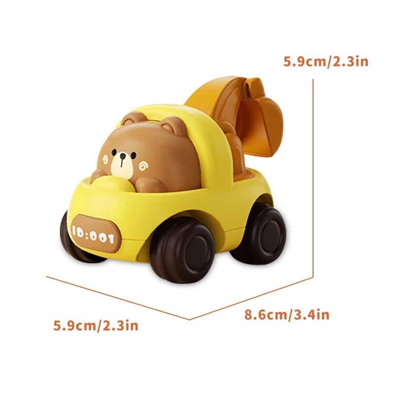 4 Stuks Schattige Cartoon Creatieve Dier Lertial Engineering Auto Dump Auto Graafmachine Kleine Beer Puppy Varken Kleine Tijger