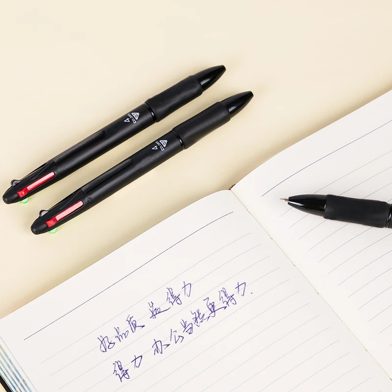 デリ-4色切り替えシンプルボールペン、0.7mm弾丸ヘッド、学生オフィスライティングツール、試験文房具用品、12個