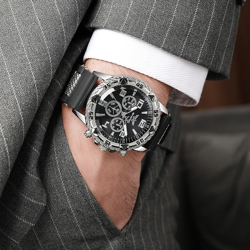 Mode luxe heren quartz horloge zakelijk casual siliconen band herenpolshorloge familie vrienden verjaardagscadeaus