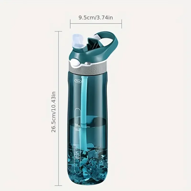 750ml 스포츠 물병 - 휴대용 빨대로 수분 공급, 캠핑, 하이킹에 적합 BPA 프리 및 안전