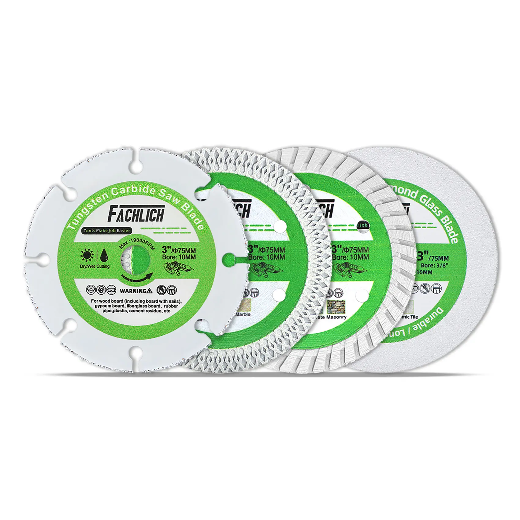 FACHLICH Dia75mm Mini amoladora disco de corte madera PVC azulejo mármol hormigón Metal aluminio vidrio 3 pulgadas Bore10mm hoja de sierra herramienta de mano