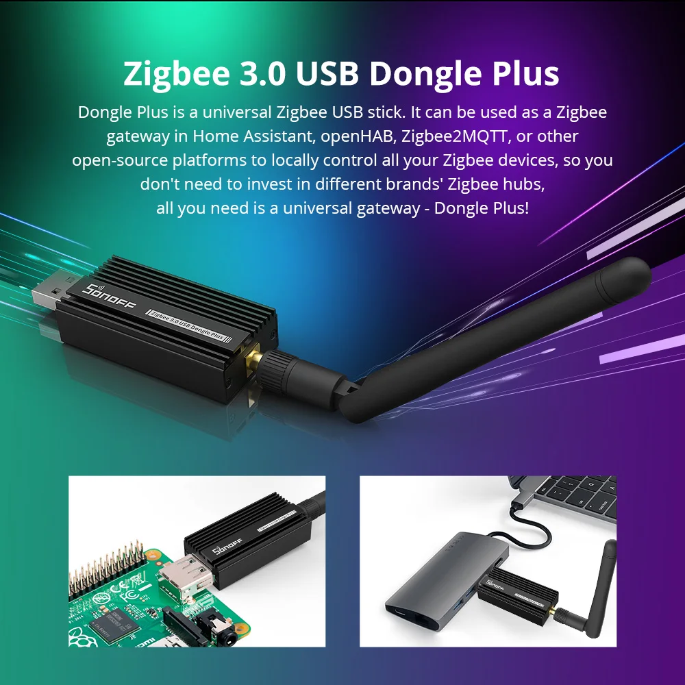 SONOFF Zigbee Dongle-E 3,0 USB Dongle Universal ZigBee Gateway a través de ZHA o Zigbee2MQTT compatible con SONOFF ZBMINI S26ZBR2 SNZB