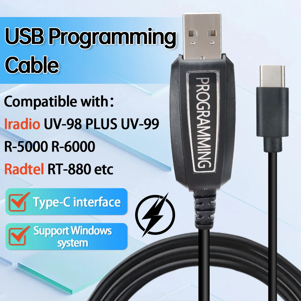 Kabel do programowania USB typu C obsługuje system Windows dla Iradio UV-98 PLUS UV-99 R-5000 R-6000 Radtel RT-880 Walkie Talkie