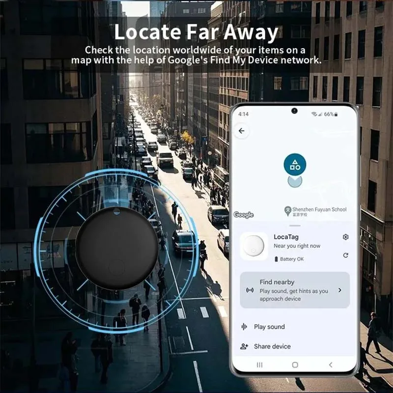 Etiquetas inteligentes Bluetooth para localizador inteligente Android, localizador de artículos que funciona con la aplicación de mi dispositivo Find My de Google, llaves, equipaje y mochila