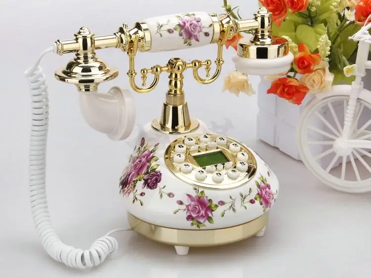 โทรศัพท์แบบมีสาย Retro โทรศัพท์พื้นฐานสําหรับ Home/Office/โรงแรม, จีนเซรามิคโบราณโทรศัพท์แฟชั่นเก่า Decor โทรศัพท์ตั้งโต๊ะ