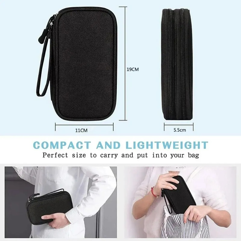 1PC Portable Travel Organizer Bag Waterproof Double Layer Cable Storage Pouch Carry Case for Cord Management