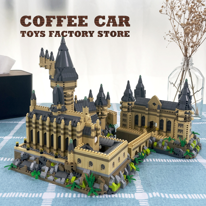 Criativo modelo de escola mágica conjuntos de tijolos de diamante castelo medieval moc blocos de construção diy brinquedos de plástico adultos crianças presentes de natal
