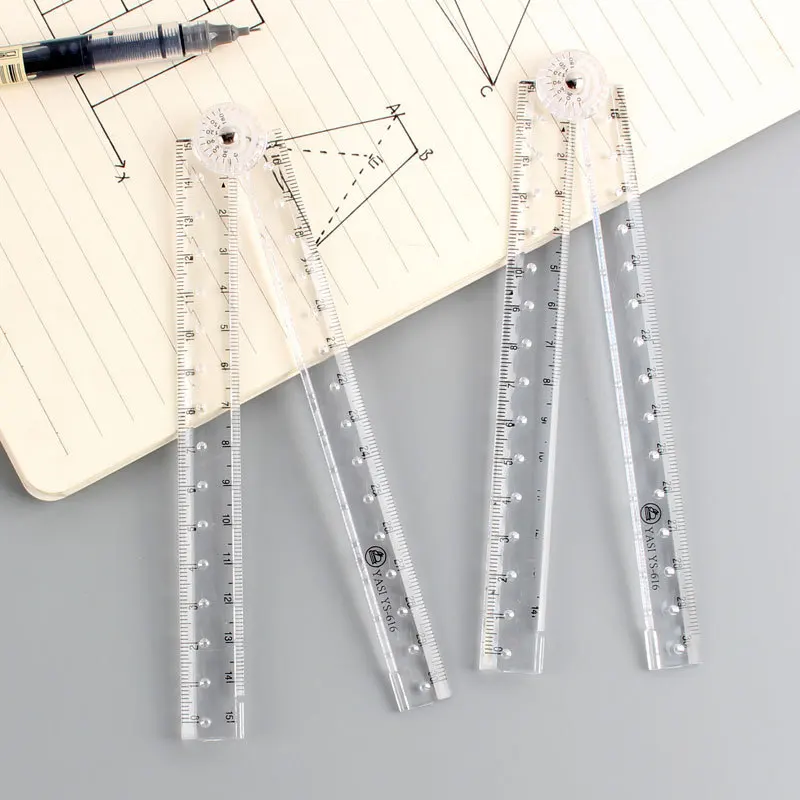 Creative Acrylic Transparent Folding Ruler Simple Scale Plastic Ruler Drawing Ruler for School Office Gadgets Korean Stationery