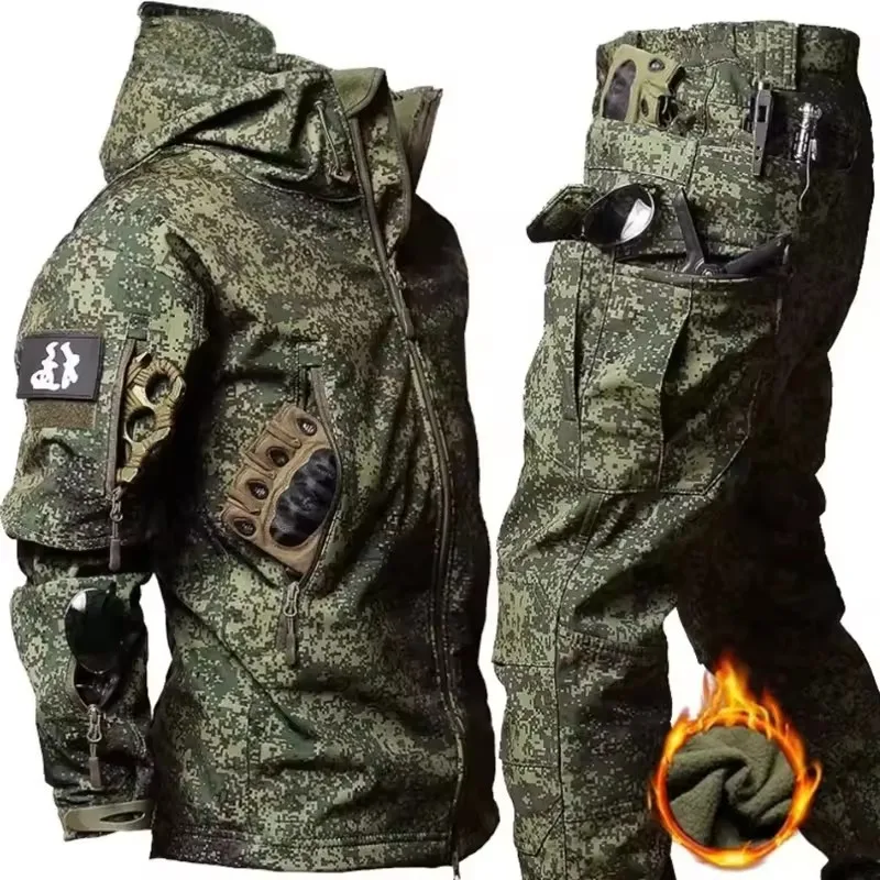 Winter Herbst Fleece Männer Jacke Taktische Wasserdichte Anzug Outdoor Angeln Wandern Camping Trainingsanzüge Mantel Thermische Anzug