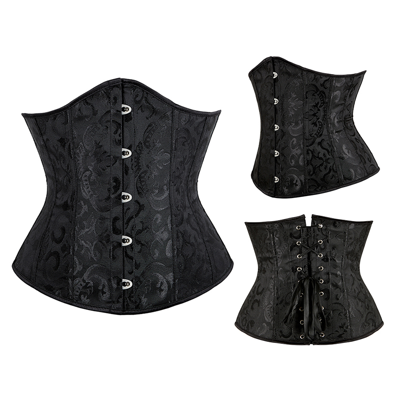 Vrouwen Gothic Sexy Satijn Underbust Corset Bustier Taille Cincher Afslanken Body Shaper Corselete Lingerie Plus Size Party Clubwear