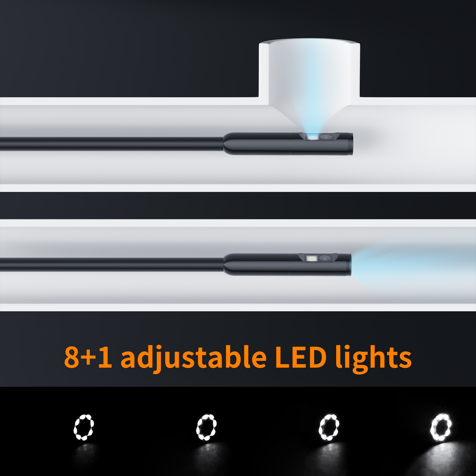 Lente dupla industrial endoscópio câmera, endoscópio digital, câmera de inspeção, cabo semi-rígido, Gadgets para homens, 1080p, 4,3 "IPS