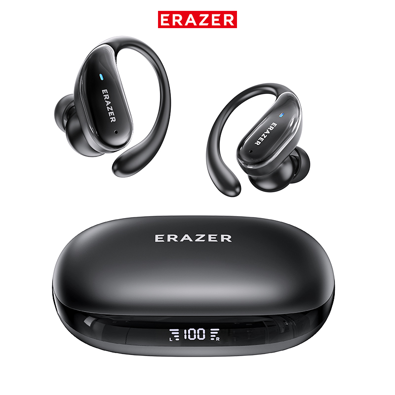 Cuffie wireless sportive ERAZER XT80 con microfoni, controllo pulsanti, display di alimentazione a LED, audio stereo Hi-Fi