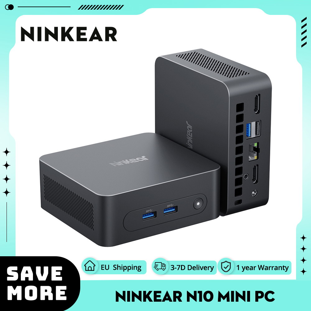 Ninkear n10 mini pc, intel n100 4 kerne max 3,4 ghz, 16gb ram 512gb ssd, 2 * hdmi 2,0 (4k @ 60hz) dual display, 2.4/5ghz wifi bt 5,0