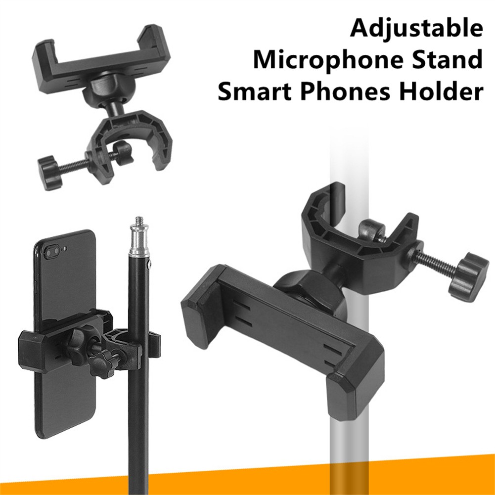 Phone Holder 360 Degree Rotating Universal Microphone Supporting Stand For 6.5-10cm Smart Phones Music Live Show Holder