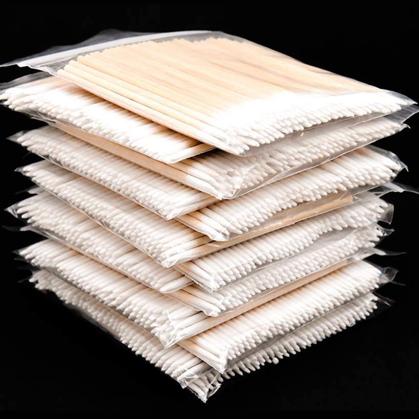 1000/500/100 pezzi mini arancione manico in legno tamponi di cotone pulizia di alta qualità orecchie sopracciglio labbra cotone 1 * sacchetto tamponi di cotone a punta