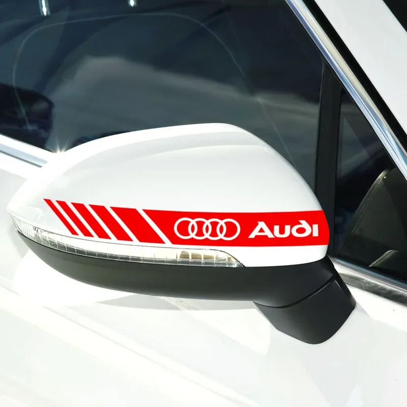 2PCS Car Styling Rearview Mirror Decoration Sticker QUATTRO Emblems for Audi Sline RS A3 A4 B8 8P 8V B6 A5 A6 C7 Q5 B9 B7 C6 A1