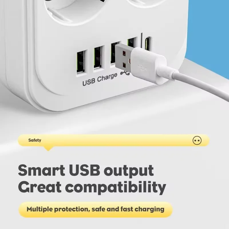 EU-Stecker Wechselstrom steckdose Steckdosen leiste Multitap-Verlängerung kabel Steckdose mit 4 USB-Anschlüssen Schnelllade-Multiprise-Netzwerk filter