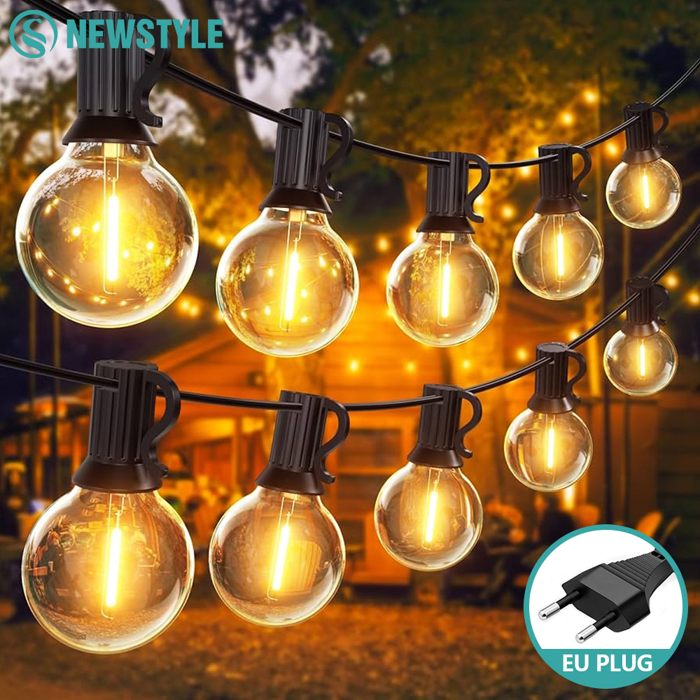 G40 LED-Lichterkette für den Außenbereich, EU-Stecker, bruchsicher, IP65, wasserdicht, Garten-Lichterkette für Weihnachtsfeier, Terrassendekoration, Atmosphäre