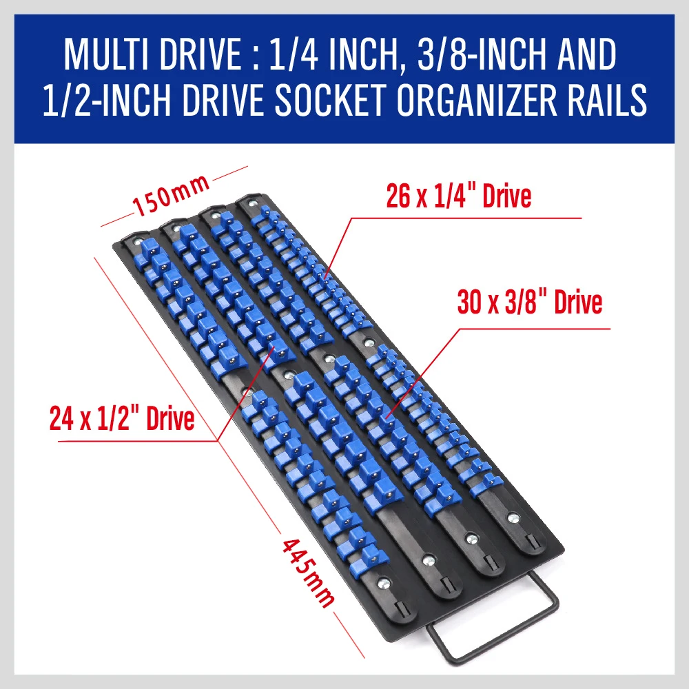 1/4" 3/8" 1/2" Wrench Holders Traight  Universal Socket Organizer Rail Bracket Repair tools Socket Wall Wrench Home Tools