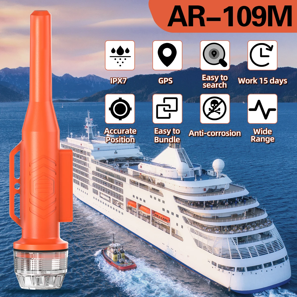 ABBREE AR-109M Net Locator Wasserdicht Schwimmende Schnelle Empfang GPS Positionierung 15 Tage Standby Boje Tracker Boot Angeln Zubehör