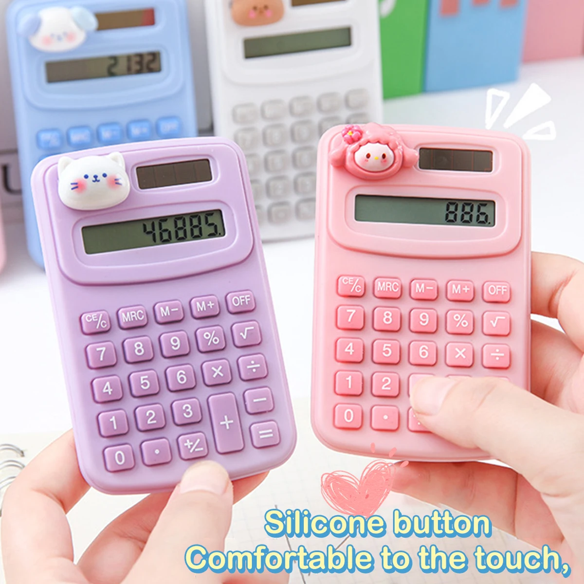 Mini calcolatrice portatile carina Calcolatrice per cifre dei cartoni animati Studenti Materiale scolastico per ufficio Cancelleria