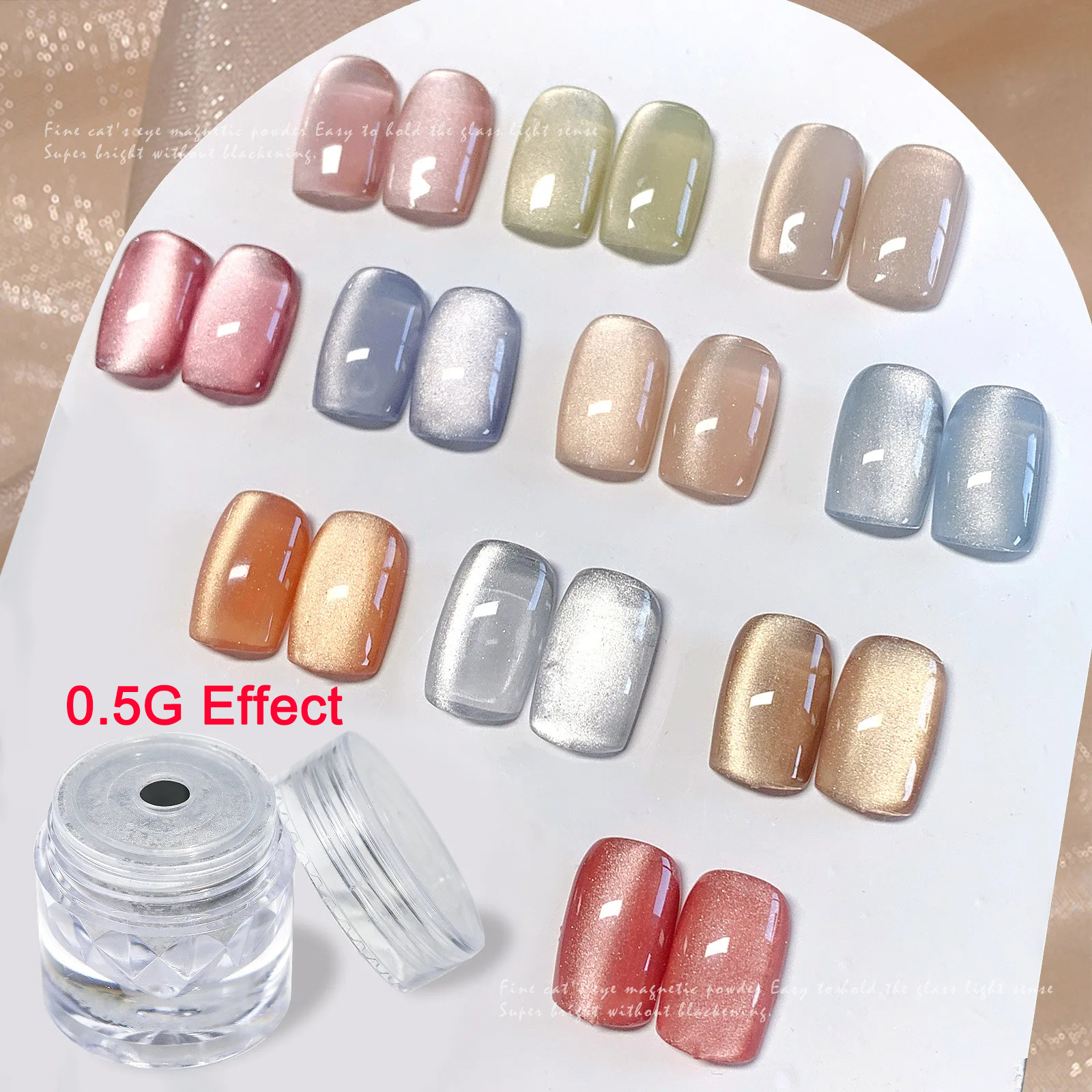 อัพเกรดกํามะหยี่ Cat Eye Magnetic Powder Porcelain สีขาว 9D ผลการจับคู่สี DIY ตกแต่งเล็บ Chrome Pigment