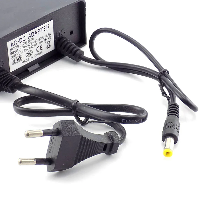 กล้องวงจรปิดอะแดปเตอร์จ่ายไฟ AC/DC 12V 2A 2000ma กันน้ํากลางแจ้ง EU US Plug Adapter Charger สําหรับกล้องวงจรปิดวิดีโอกล้อง