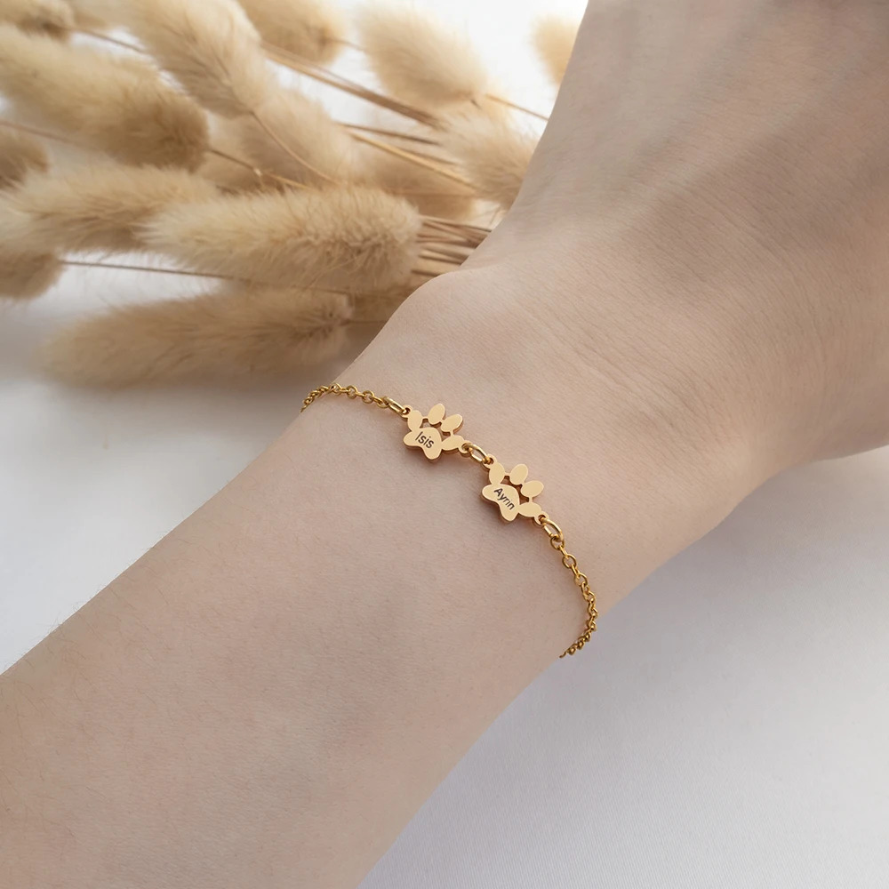Minimalistische Klauw Armband Aangepaste Gegraveerde Naam Armband Gepersonaliseerde Rvs Dog Claw Armband