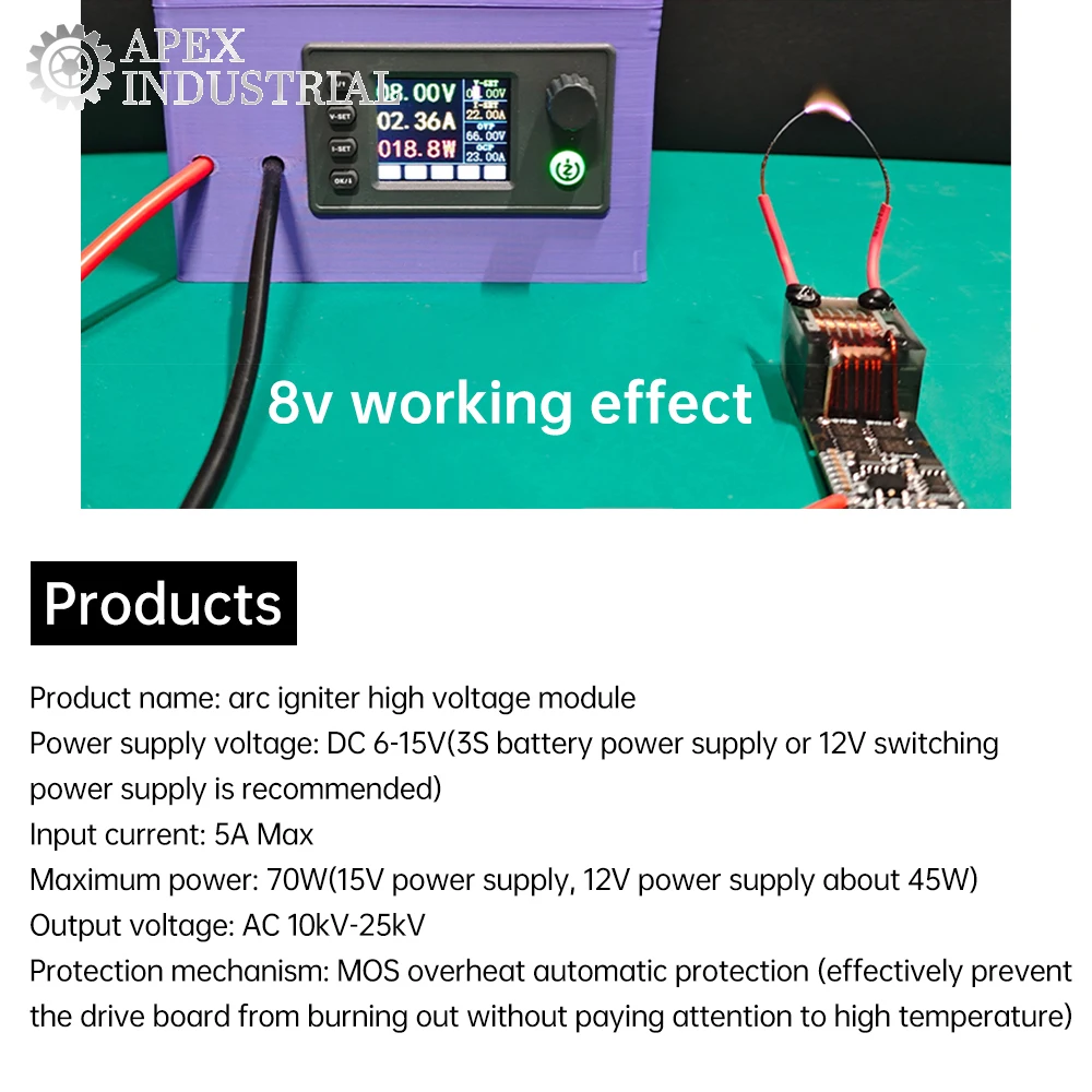 10kV-25kV High Frequency DC High Voltage Arc Ignition Generator Inverter Boost Step Up DIY Kit Core Transformer Suite 12V 70W