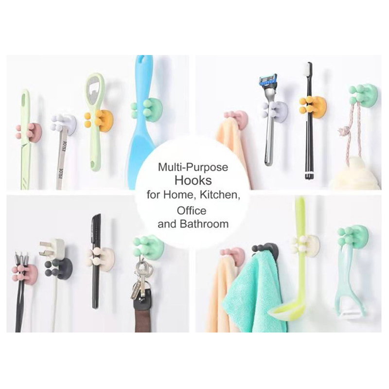 6/1pcs Punch Free Silicone Hook for Bathroom Razor Holder Storage Hook Wall Shaving Shaver Shelf Toothbrush Holders Organization