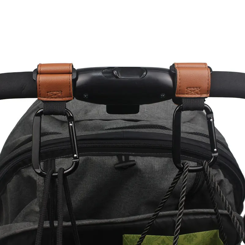 2pcs PU หนังกระเป๋าเด็กรถเข็นเด็ก Hook Rotatable Cart Organizer Pram Hook Pram หมุน 360 องศารถเข็นเด็กอุปกรณ์เสริม