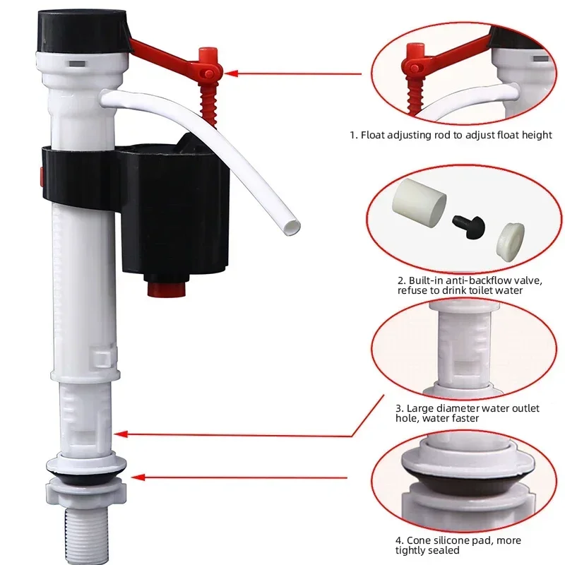 Válvula de agua de inodoro Universal ajustable, válvula de suministro de agua de alta presión, botón de reparación, accesorio de baño, accesorio de inodoro