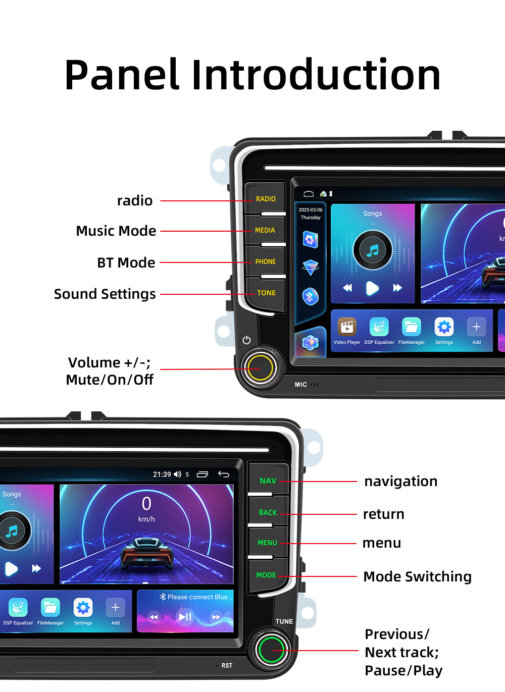 BQCC 7 ''Android 13 Octa Core Auto Speler Voor Volkswagen VW CC Passat B7 Polo Golf 5 6 Jetta uy5 uy6 Carplay Mirrorlink WIFI GPS