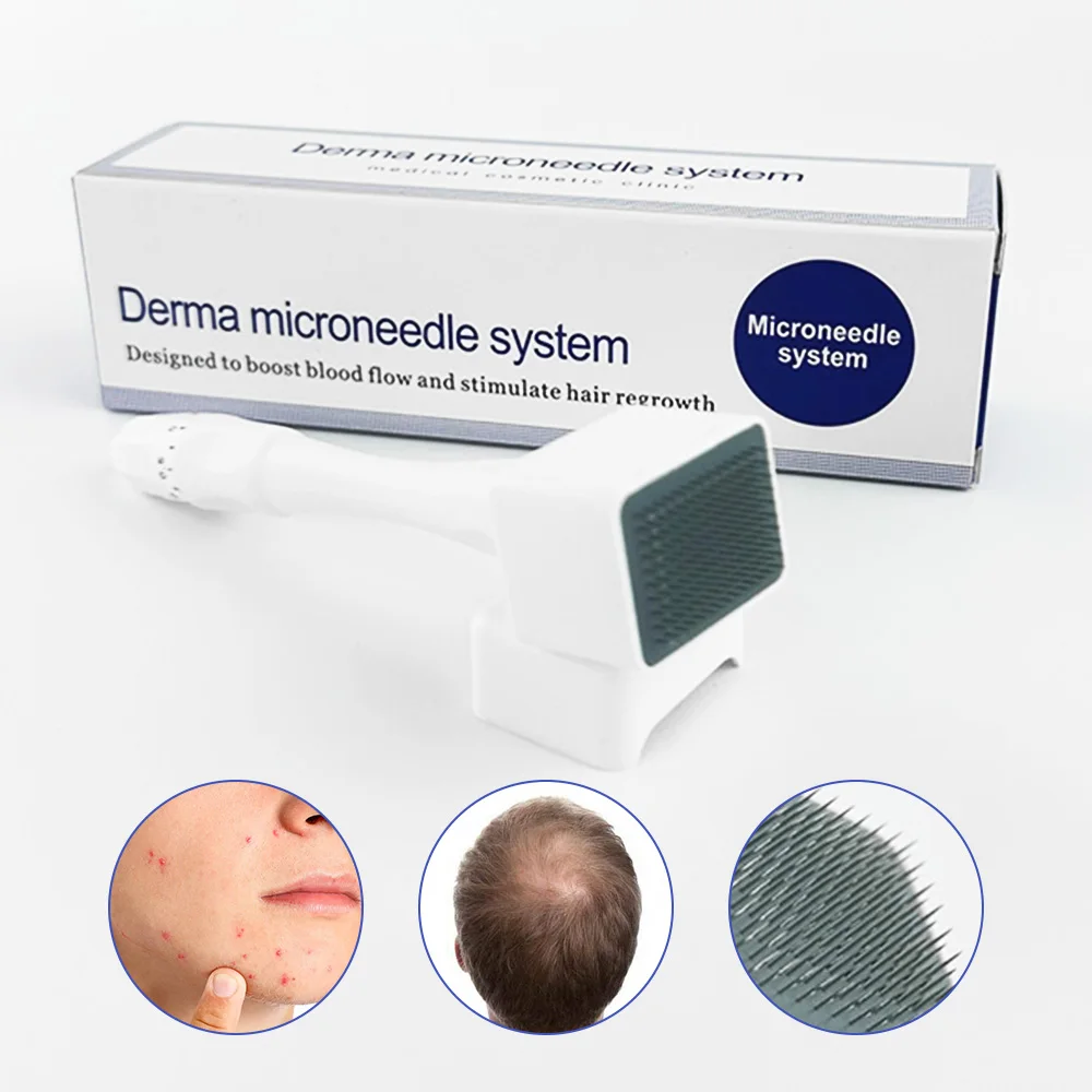 140A/100A Derma Stamp Microneedling Роликовый массажер для лица Регулируемая титановая длина иглы Уход за кожей Уход за бородой Волосы на коже головы
