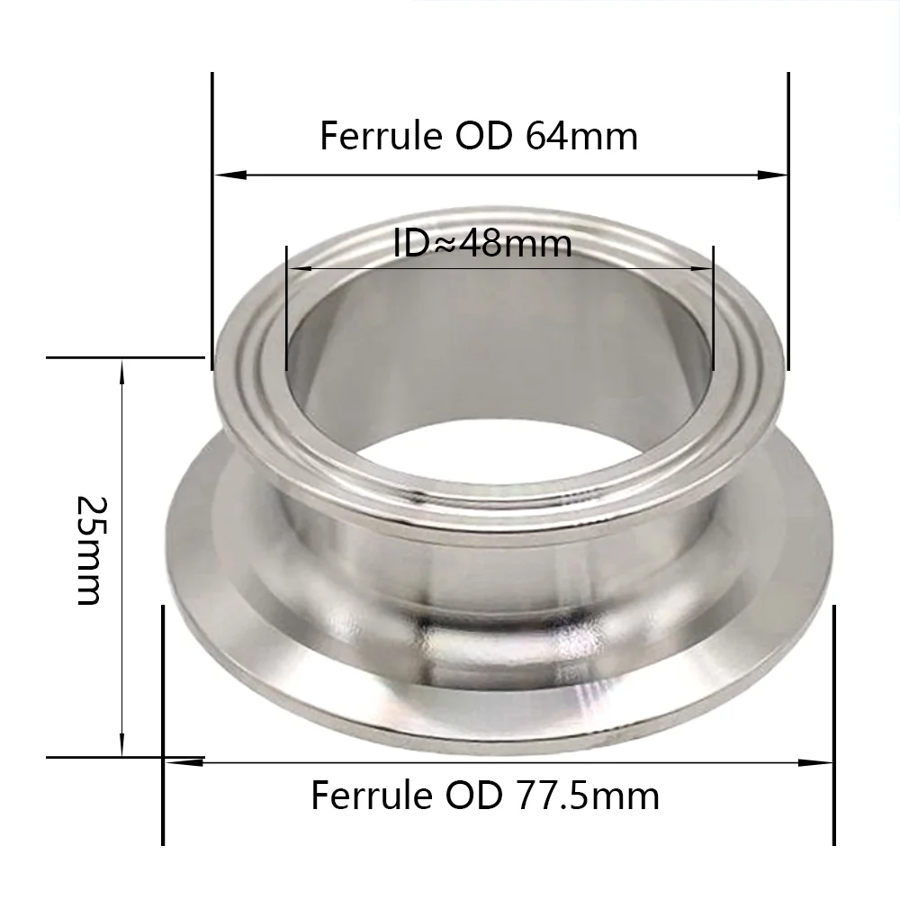 YQBS 2 นิ้ว × 1.5 นิ้วสุขาภิบาล FITTING End CAP Tri CLAMP Ferrul ลดสแตนเลส 304 สุขาภิบาล Concentric Clover