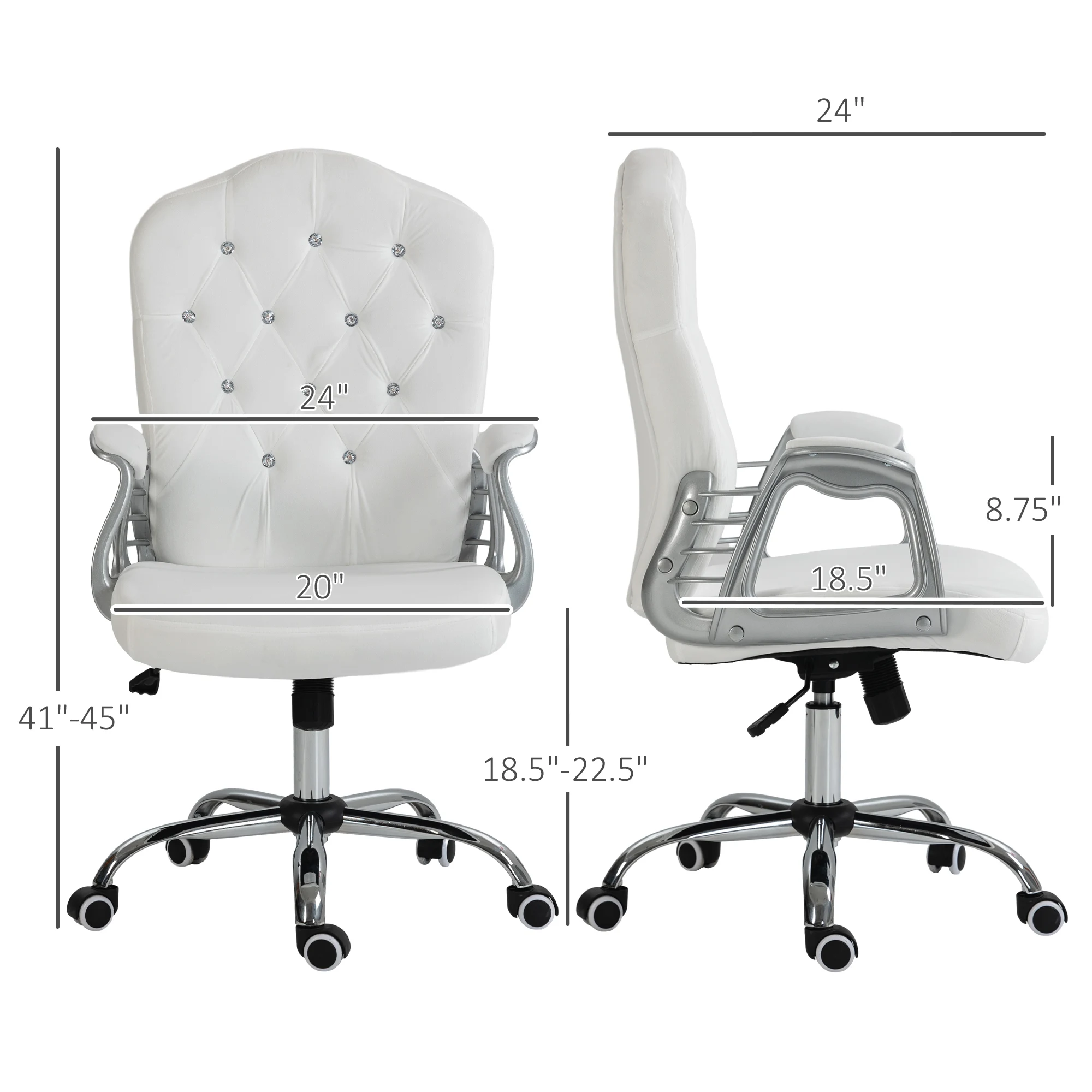 Vinsetto Home Office Chair with Adjustable Height Tilt Function White