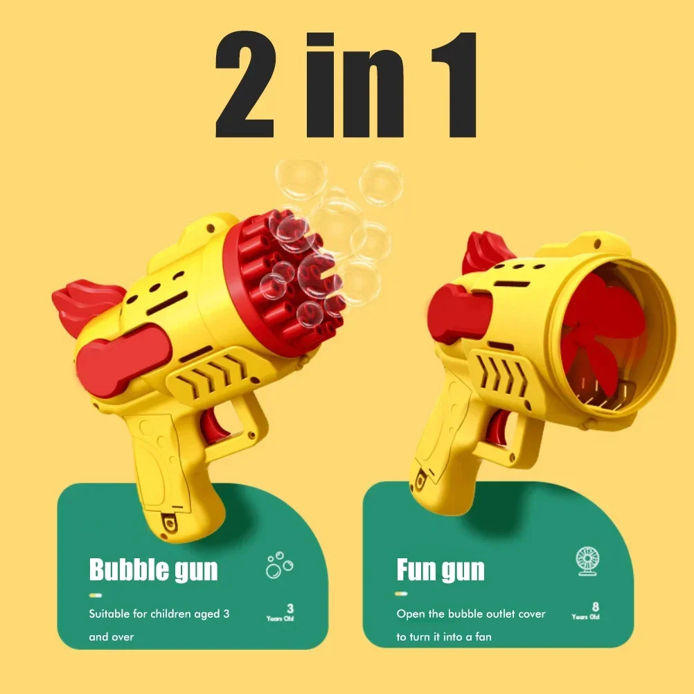 Automatic Bubble Blaster Machine - 360° Rotating LED Bubble Gun for Outdoor Party Fun