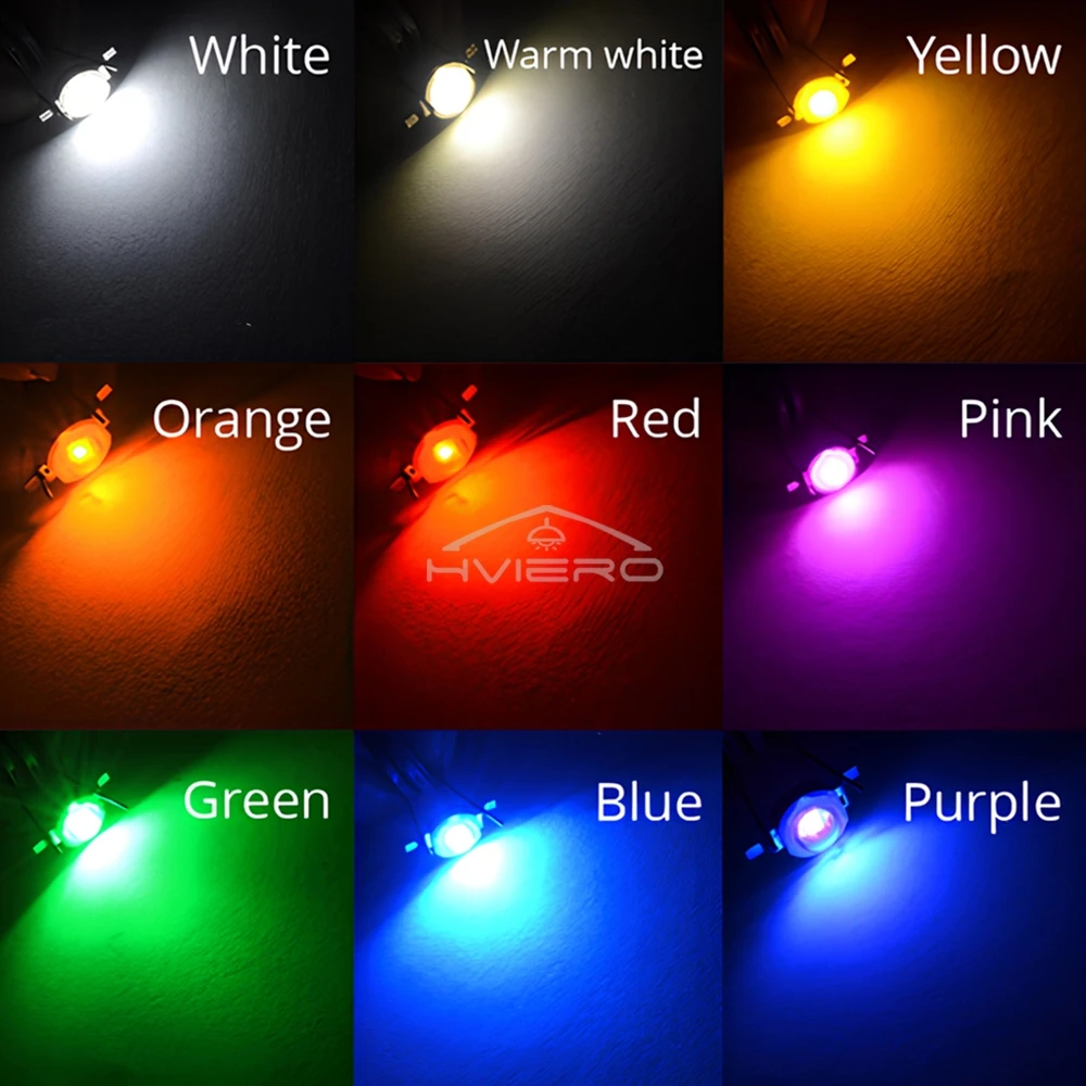 10 ชิ้น 1 วัตต์ 3 วัตต์ LED ชิปหลอดไฟ 110-120LM ลูกปัด Emitter ไดโอดสีขาวสีแดงสีเขียวสีฟ้าสีเหลือง DIY ไฟ Led ตกแต่ง