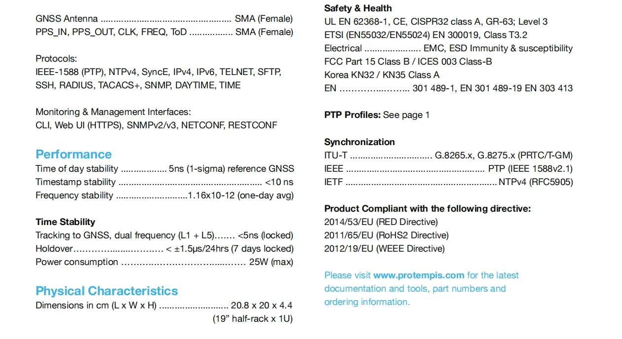 Protempis  Thunderbolt GM330 PTP Grandmaster Clock Preliminary Datasheet v1.7