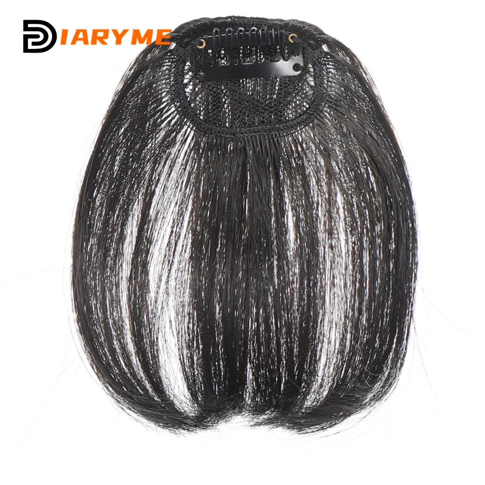Extensión de flequillo de pelo sintético con Clip, flequillo recto limpio negro corto Natural, extensiones de cabello, flequillo falso resistente al calor Ha