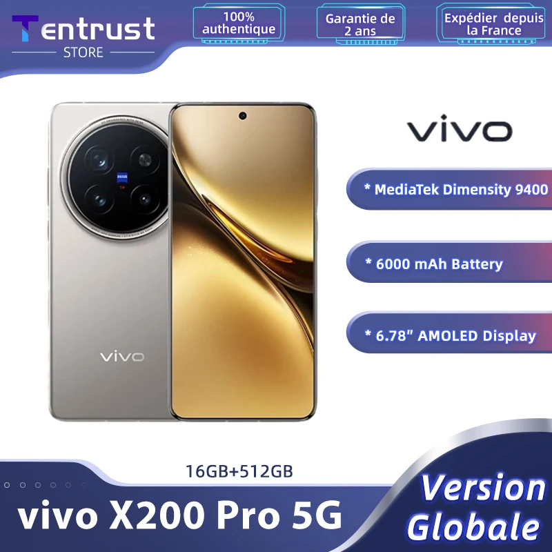 Versión global vivo X200 Pro 5G smartphone android 15 MediaTek Dimensity 9400 Pantalla de 6,78″ Cámara de 200MP Batería de 6000 mAh.
