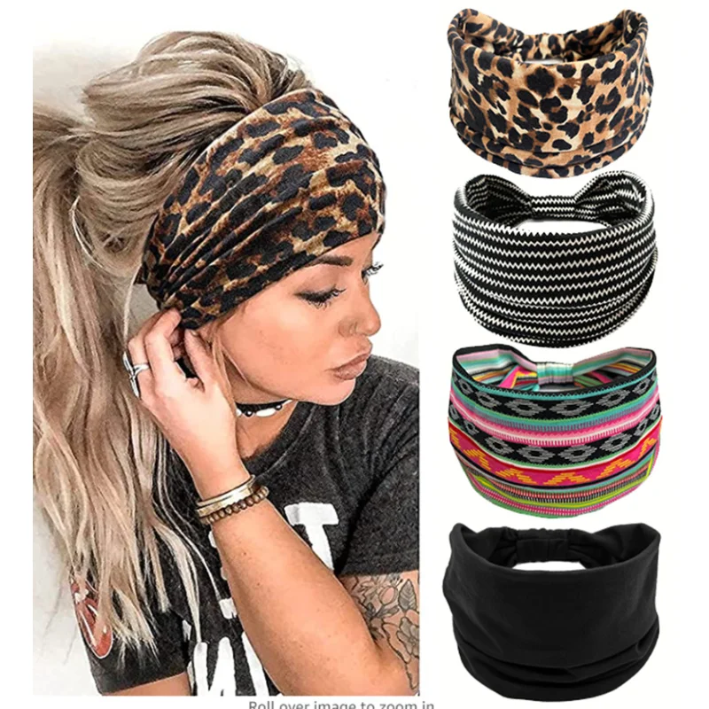 Diademas anchas con nudo de Color sólido para mujer, bandas elásticas deportivas de algodón suave para el cabello, accesorios, Bandana para Yoga
