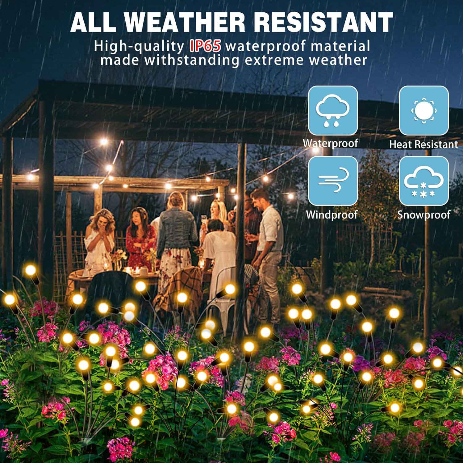 10 LED Solar Lights Outdoor Firefly Lamp Garden Decoration Starburst Swaying Landscape Path Waterproof Christmas