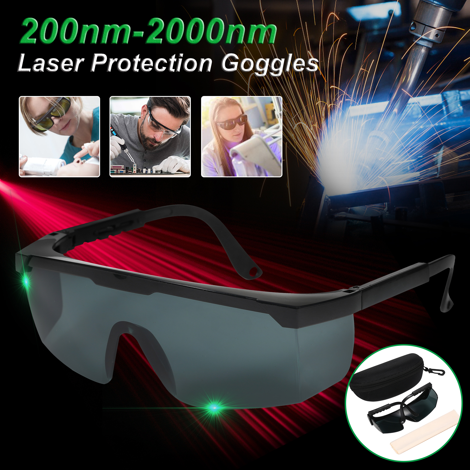 Goggles Laser Safety Glasses 200nm-2000nm OD4+ Laser Protective Eyewear for Laser Marking Machine Eye Protection