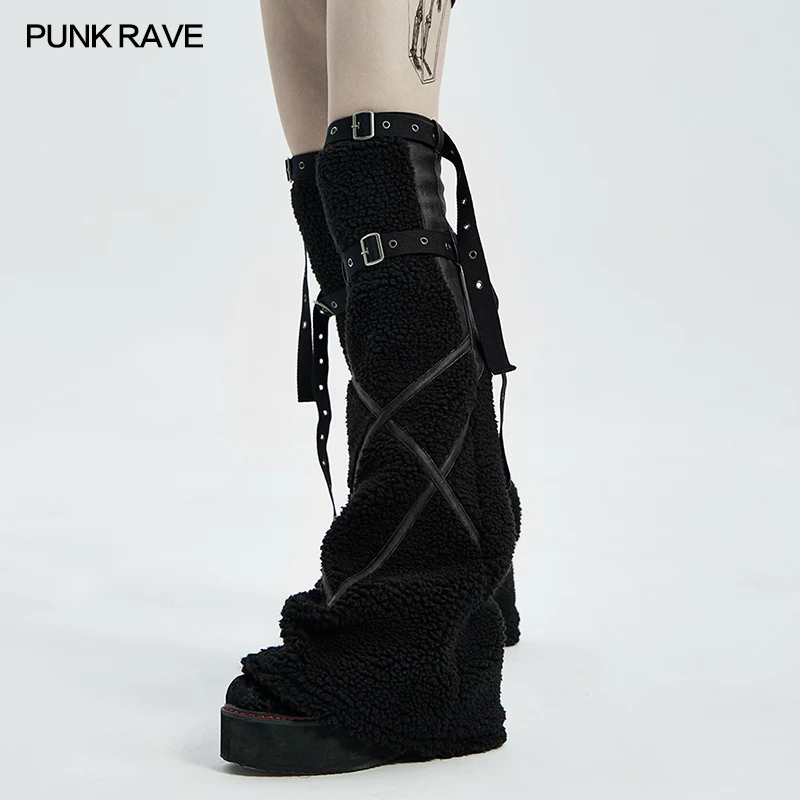 Punk Rave Dames Punk Been Mouw Mode Luipaard Geweven Kasjmier Verstelbare Winter Warm Sets Vrouwen Accessoires Zwart En Rood