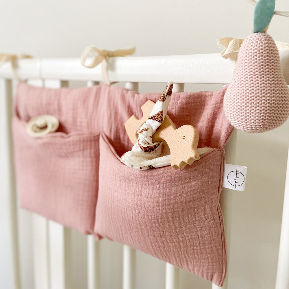 Organizzatore per culla Lettino Caddy Borsa portaoggetti per letto 2 tasche Comodino Appeso Pannolini Nursery Giocattoli Borsa Pannolini Passeggino Organizzare